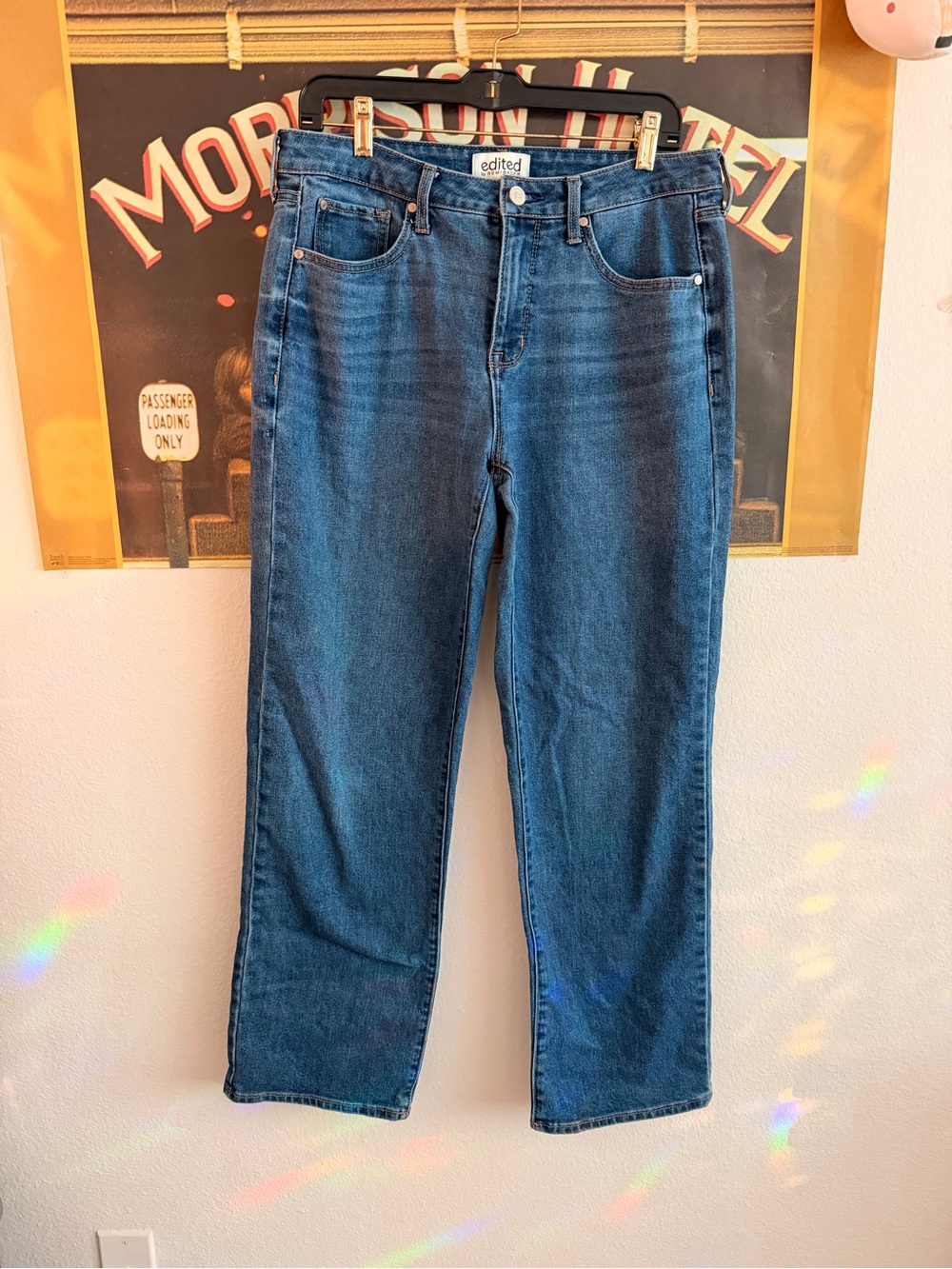Edikted Straight Jeans - Dark Blue Denim